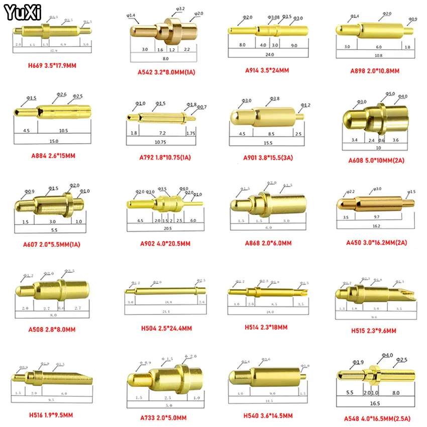 

YUXI 1PCS High Current Spring Loaded Pogo Pin Male Female Connector Power Heavy Current Battery Connector POGOPIN Header Charge