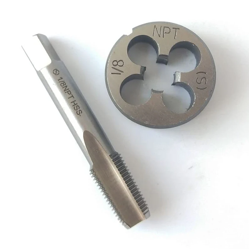 

1/8-27 NPT Tap And Die Set,Machine Thread Tap And Round Thread Die Right Hand HSS Taper