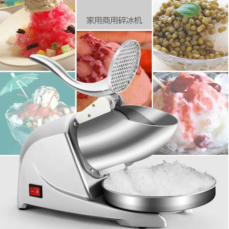 220V Stainless steel ice crusher electric shaved ice machine commercial snowflake shaved ice machine home