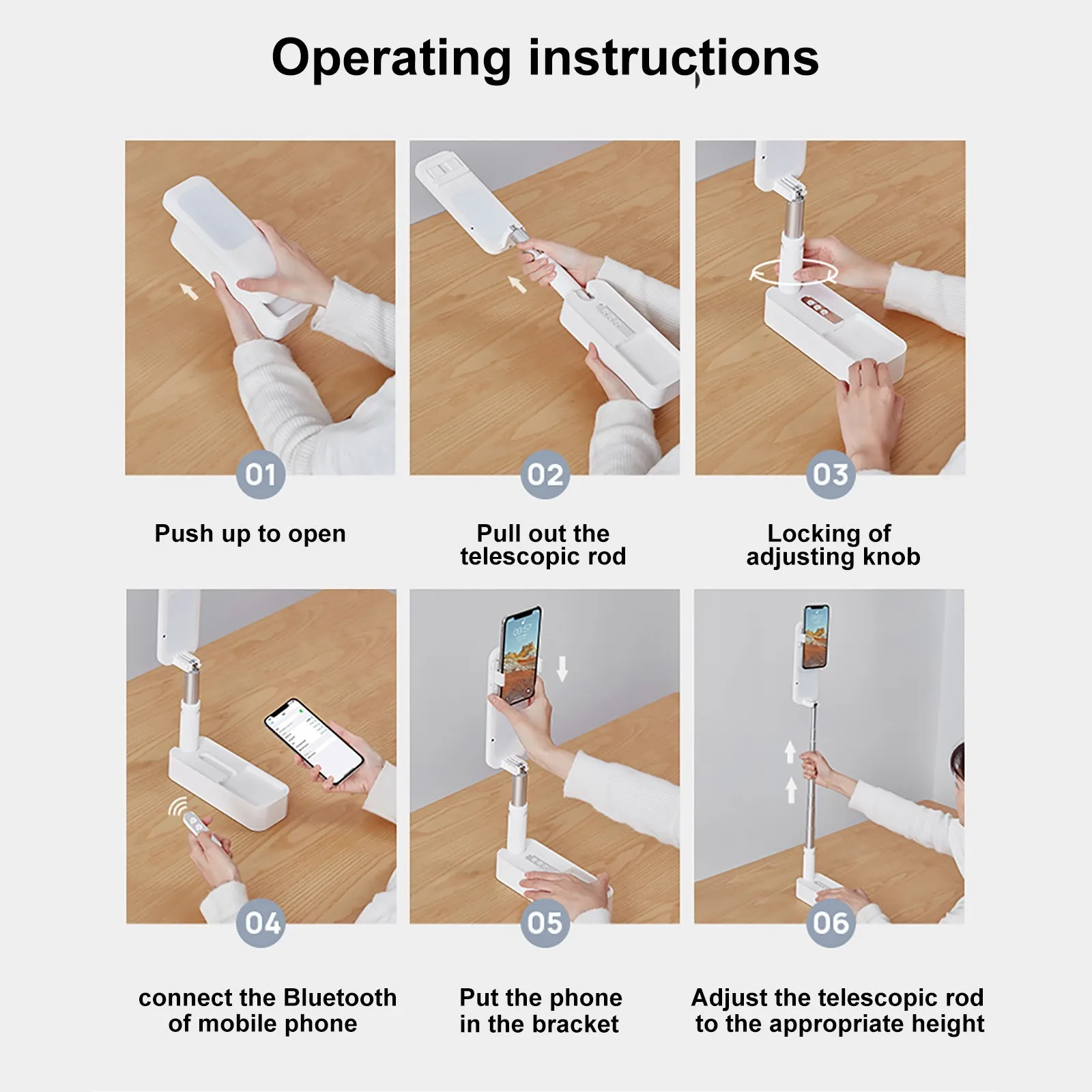 Live Broadcast Beauty Fill Light 360° Mobile Phone Holder Foldable Portable Rechargeable Bluetooth Remote Control