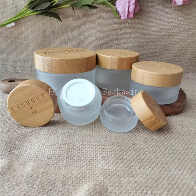 

Refillable Bamboo Cream Jar Pot Travel Empty Cosmetic Bottles Makeup Face Cream Eye Cream Container Sample Packaging