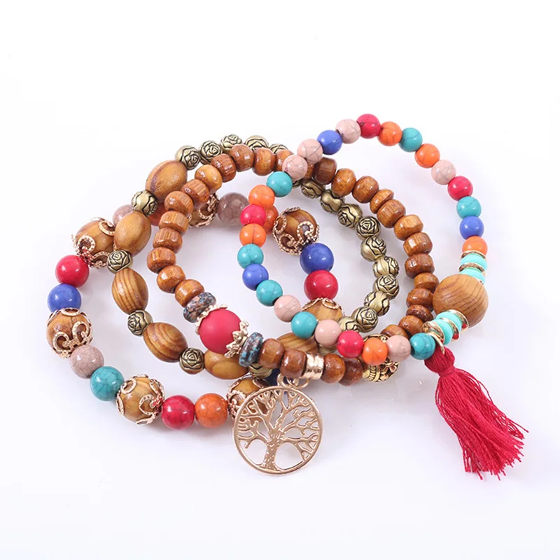 Rose sisi jewelry for women bohemian bracelets for women natural wooden bracelet set Fashion ladies clothing accessories gift