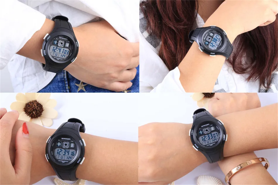 SANDA Brand Children Watches LED Digital Multifunctional Waterproof Wristwatches Outdoor Sports for Kids Boy Girls #331