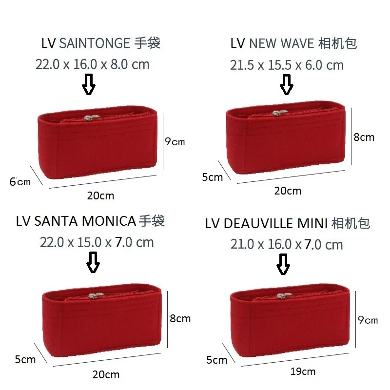 For Saintonge NEW WAVE CameRa Zip Handbag Felt Cloth Insert Bag Organizer Makeup Inner Purse Portable Cosmetic Bags