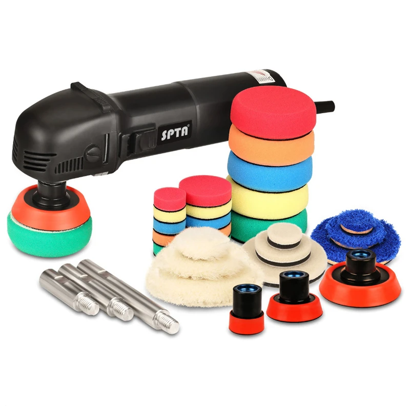 Car Polisher 780W Mini Polishing Machine with 27Pcs Polishing Pads and 75mm/100mm/140mm Extension Shaft Ro Roary Polisher