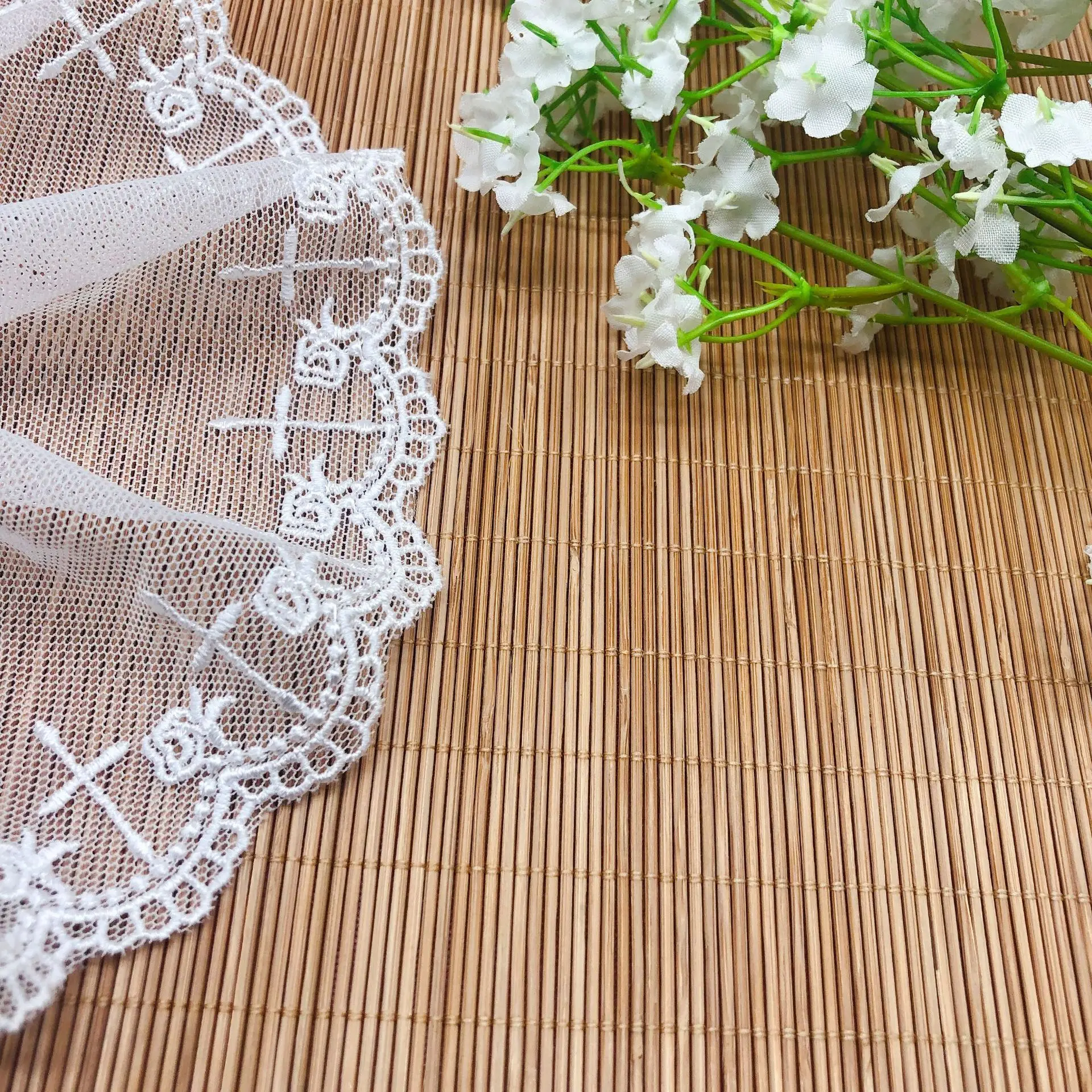 Water-soluble Embroidery Mesh Lace DIY Cross Rose Skirt Wedding Accessories Decorative Lace Trim Fabric Birthday Christmas Goods