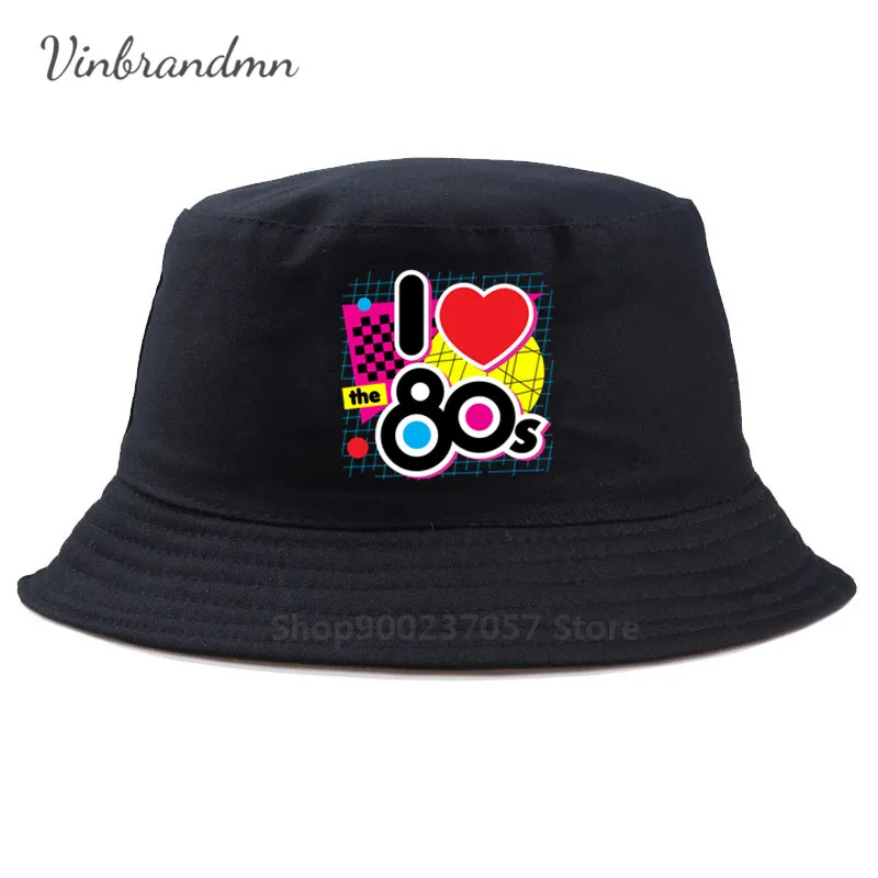 I love the 80s Slogan eighties nostalgia 80's retro style Choose Fisherman Hat Summer Romantic Panama Bucket Hat