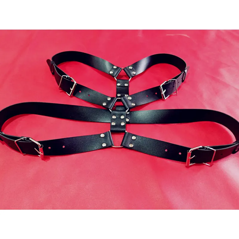 Fetish Men Leather Gay Harness Belts Adjustable Sexual Body Bondage Chest Harness Strap Erotic Rave Gay Clothing for Adult Sex