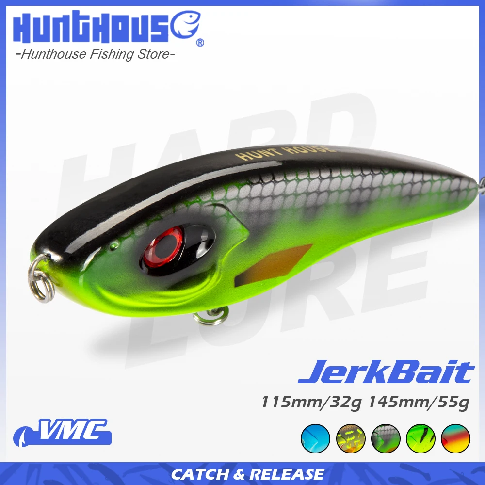 Hunthouse Jerkbait Musky Pencil Fishing Lure Jerk Wobbler Sinking Hard Bait Slow 115mm 145mm Saltwater For Pike Bass Fish Tackle