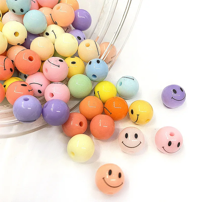 8-20mm Yellow Acrylic Smile Face Round Smiling Beads For Jewelry Making Handmade Diy Bracelet Necklace Earrings