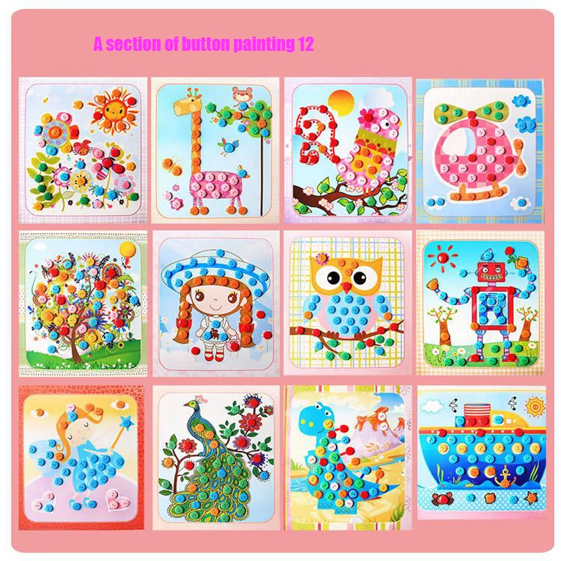 12pcs/lot Button Stickers Drawing Board Toys For Children Handmade Diy Gift Boy Girl New Year Montessori Educational Speelgoed