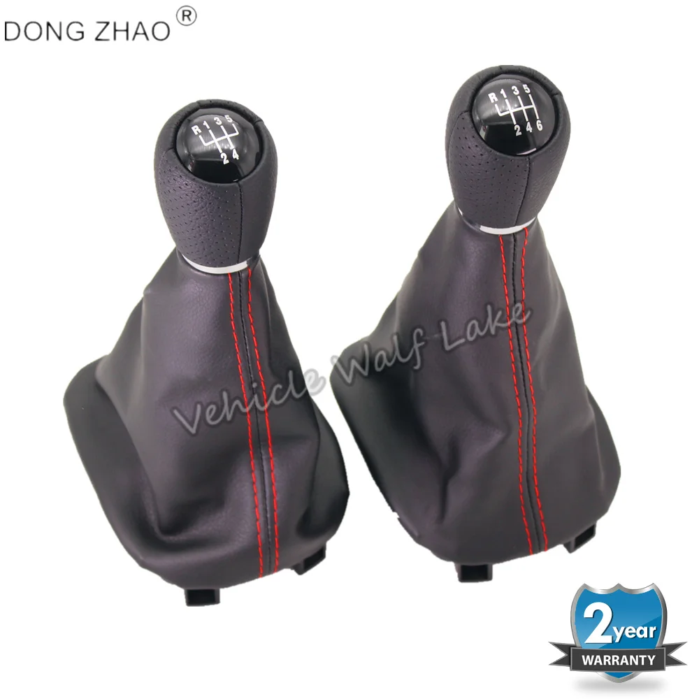 5/6 Speed Gear Stick Shift Knob With Black Leather Boot 12mm Hole For Seat Toledo 2002 2003 2004 Leon 2002 2003 2004 2005 2006