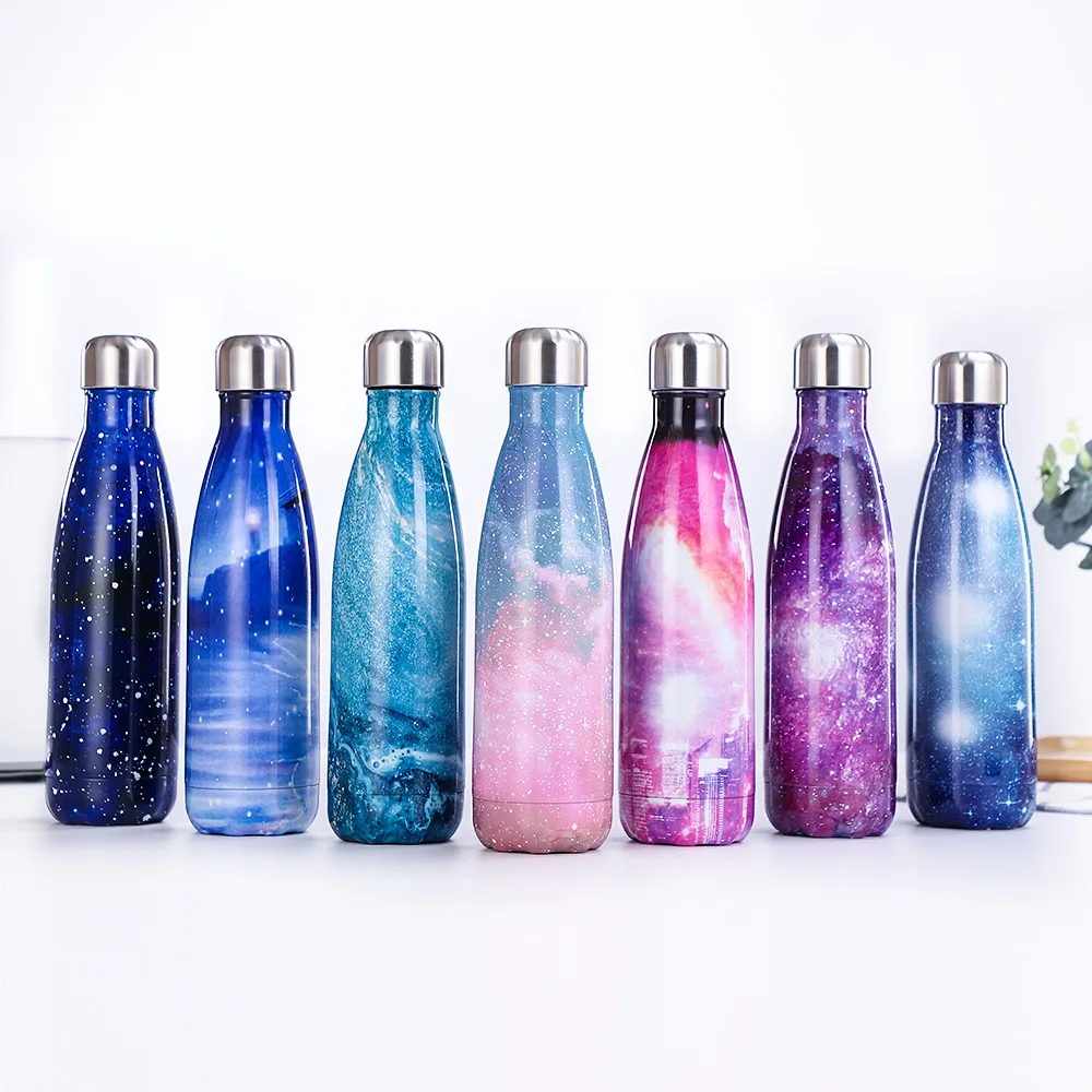 Water Bottle Stainless Steel Vacuum Insulated Bottle Thermal Sport Cold Hot Cup Creative Mug Starry sky Cup 500ML Customized
