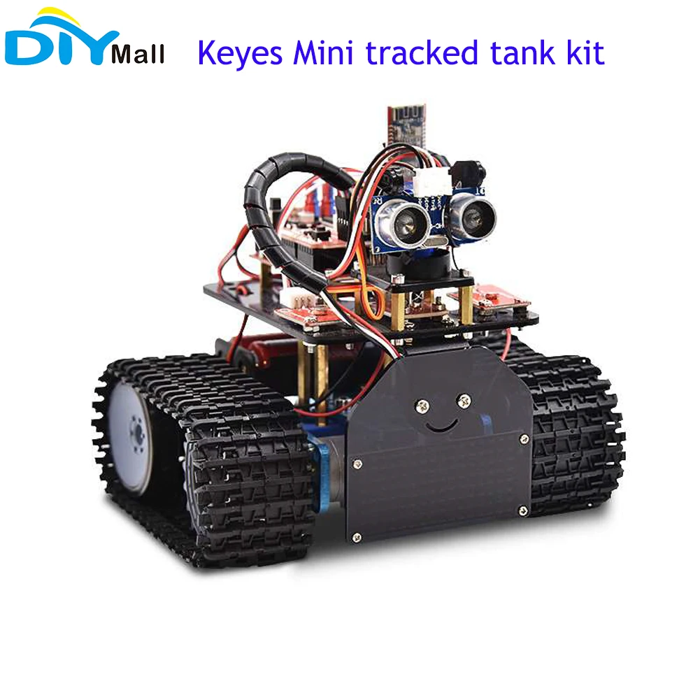 

Keyes Mini Tank Smart Car Kit for Arduino STEAM Tracked Vehicle Obstacle Avoidance IR Remote Control BT Control Light Following