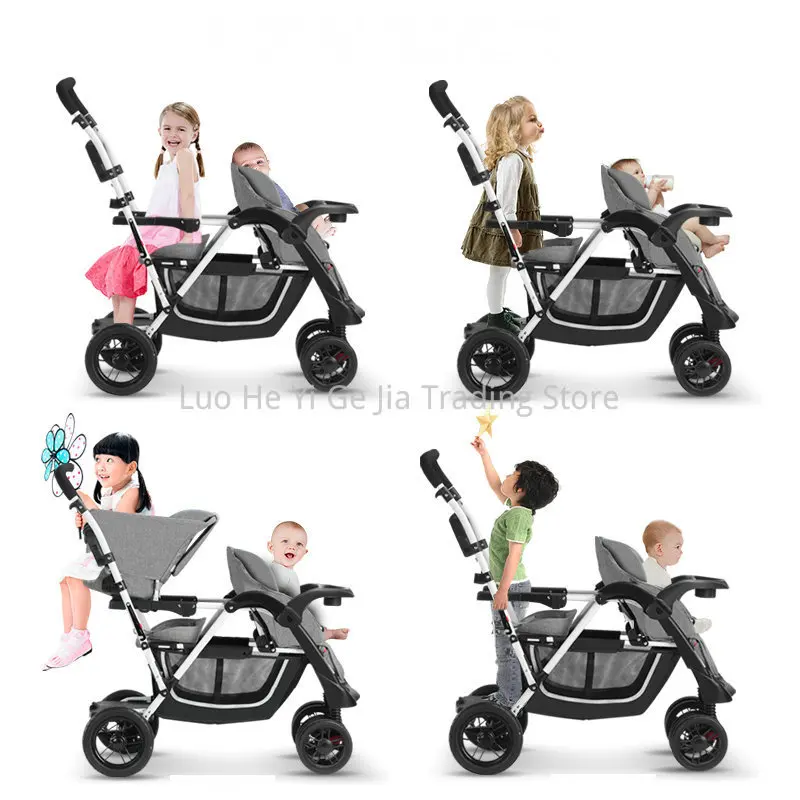 Twins Kinderwagen Doppel Sitzen N Stehen Kinderwagen Mit Regen Abdeckung, 4 Farbe Für Verfügbar