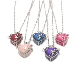 1PCS Vintage Heart-shaped Brass Picture Box Pendant Can Open Pet Ashes Hair Souvenir Necklace With Chain