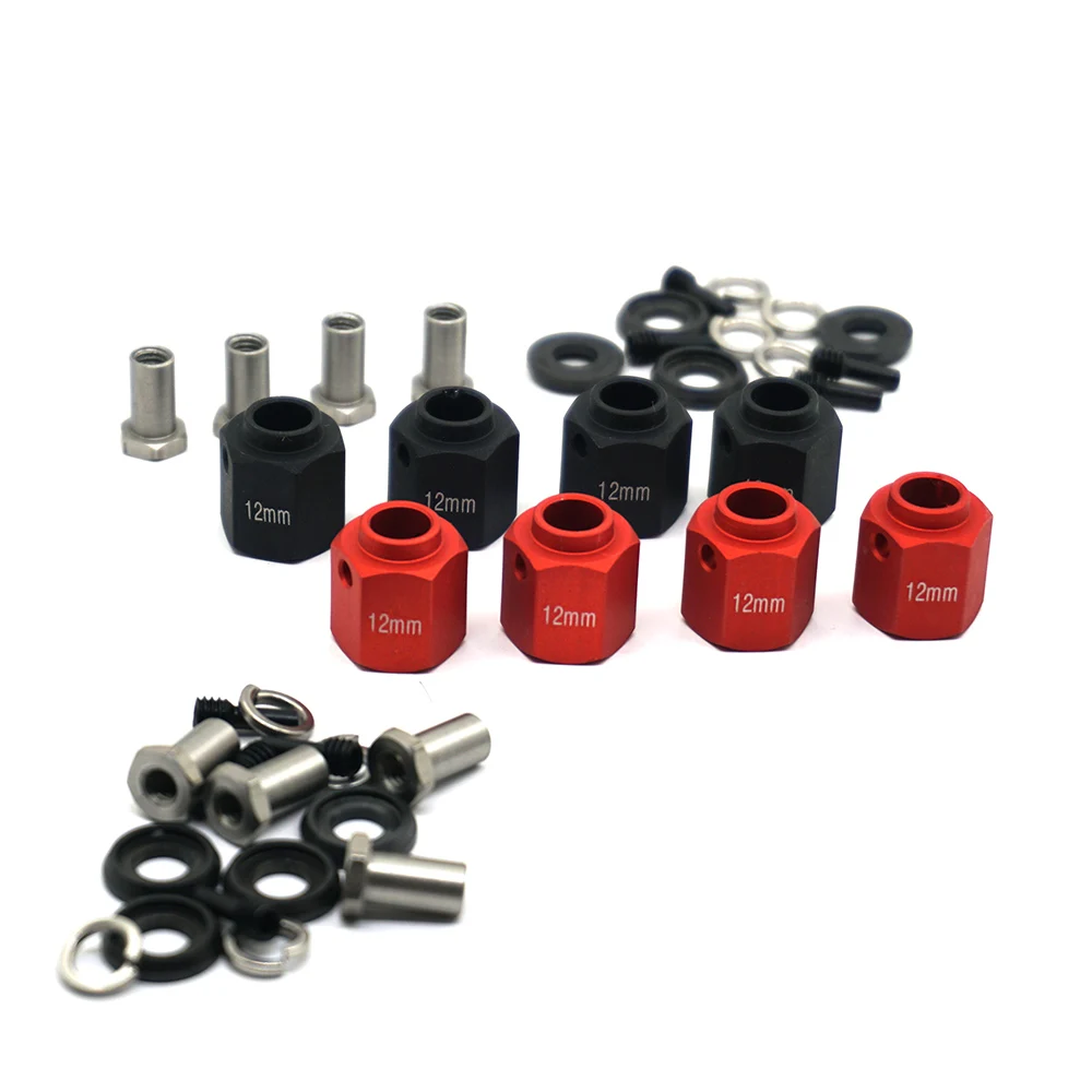 AXSPEED-adaptador hexagonal de rueda de 4 piezas, 6/8/9/10/11/12mm de espesor, con para TRX-4 TRX4 1/10 RC Crawler Car, piezas de actualización