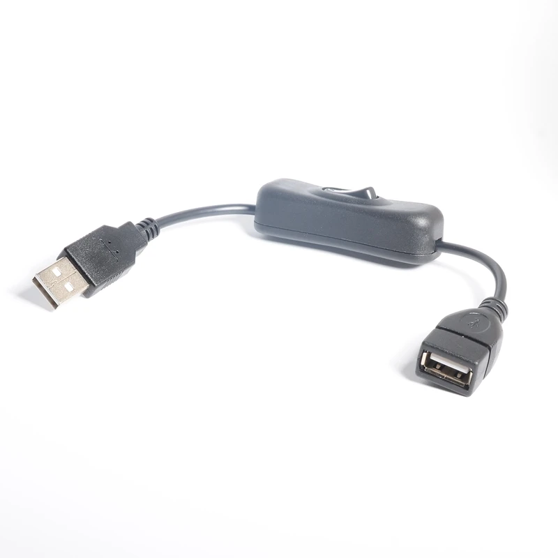 USB-кабель 20 см USB 2.0 A «папа-мама» Удлинительный кабель черного цвета с кабелем включения и выключения