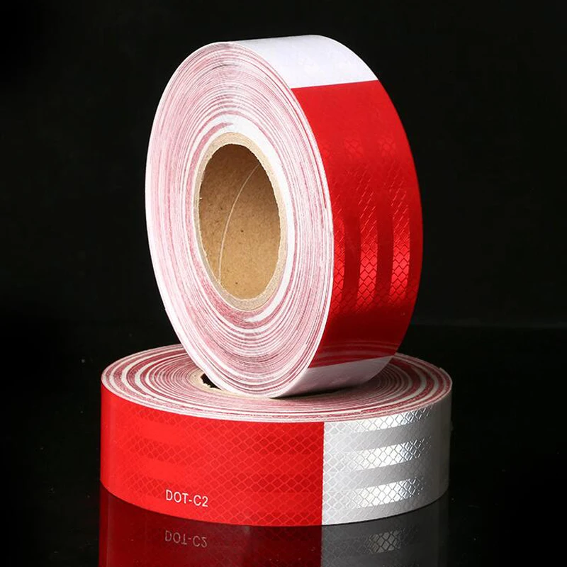 Reflective Material Tape Sticker Safety Warning Tape Reflective Film Car Sticker White Yellow Red Decal