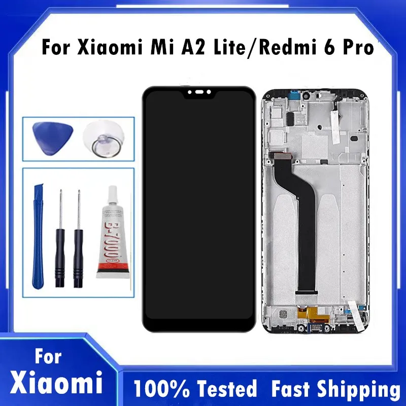 

Tested 5.84" LCD Display For Xiaomi Mi A2 Lite LCD Display+Touch Screen Digitizer Assembly With Frame For Xiaomi Redmi 6 Pro LCD