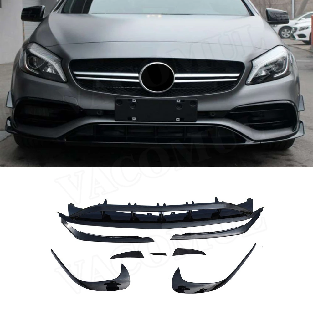 

8 PCS/10 PCS Front Anterior lip Splitters For Benz A Class W176 A200 A250 A45 AMG Side Bumper Trims 2016-2019 Auto Car Styling