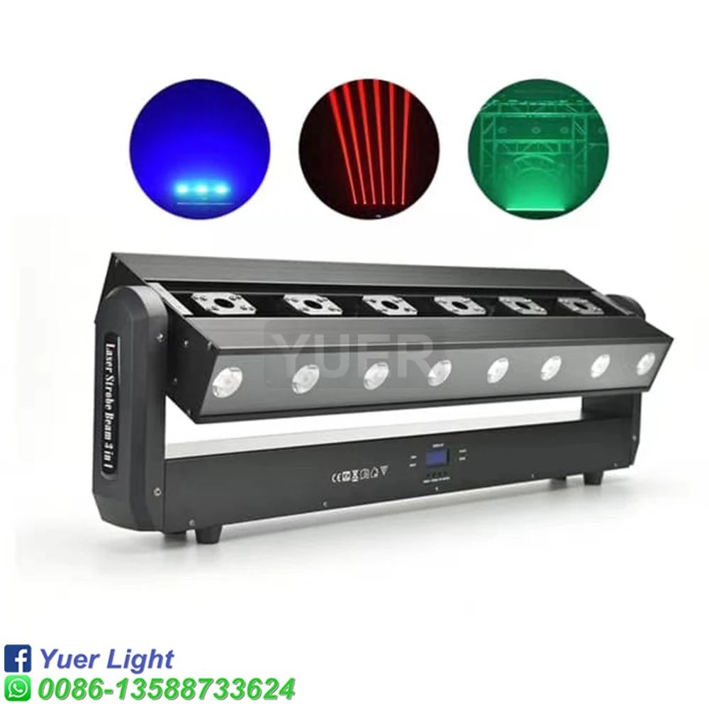 Imagem -02 - Yuer Led Cree Rgb Feixe de Laser Marquee 3in1 Multifunction Movendo a Cabeça Luz Dmx512 Efeito Estágio Projetor Laser Controle Voz