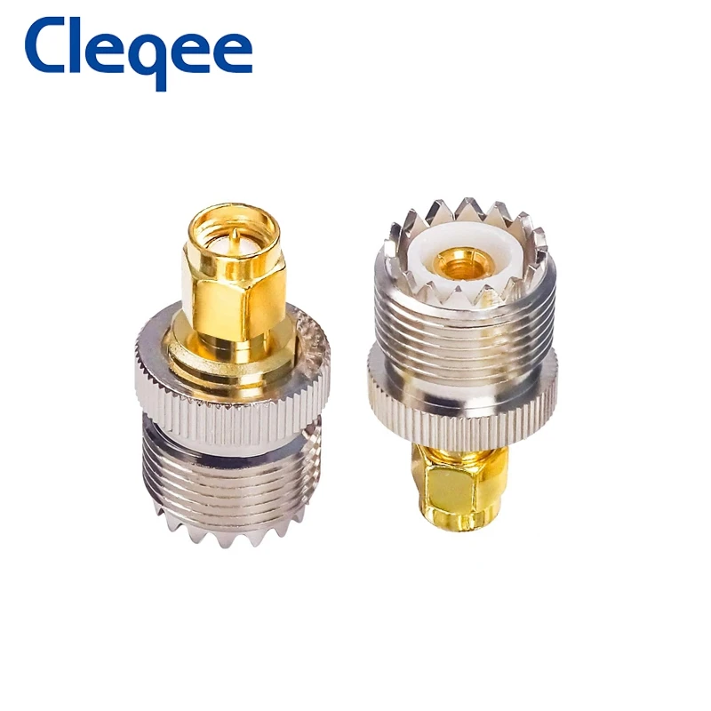 Cleqee 2PCS UHF Female to SMA Male PL-259 SO-239 RF Coax Adapter Connector pl259 Converter