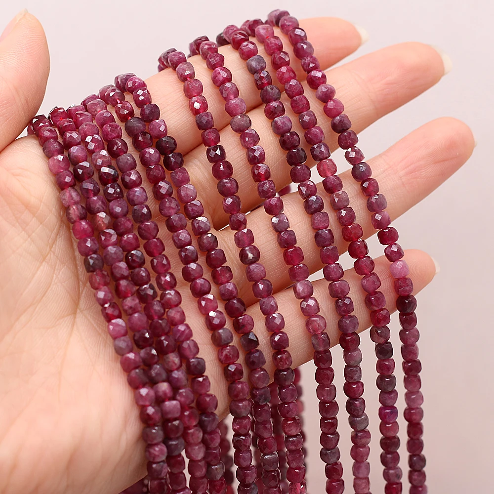 Natural Semi Precious Stone Faceted Irregular Square Ruby Ladies Beading Making DIY Necklace Bracelet Jewelry Gift Accessories