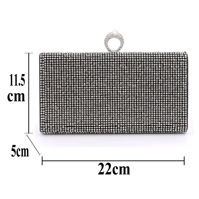 Double-sided Diamond Women's Black Mini Cute Clutch Gold Small Square Purses Wedding Party Nightclub Handbags For Women 2021