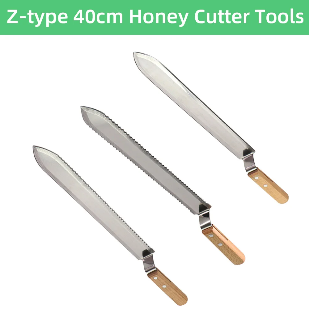 1/2/3/5/10PC 40cm Z-type Honey Serrated Knife Wooden Handle Scraper Stainless Blade Beekeeping Apiculture Take Honey Equipment