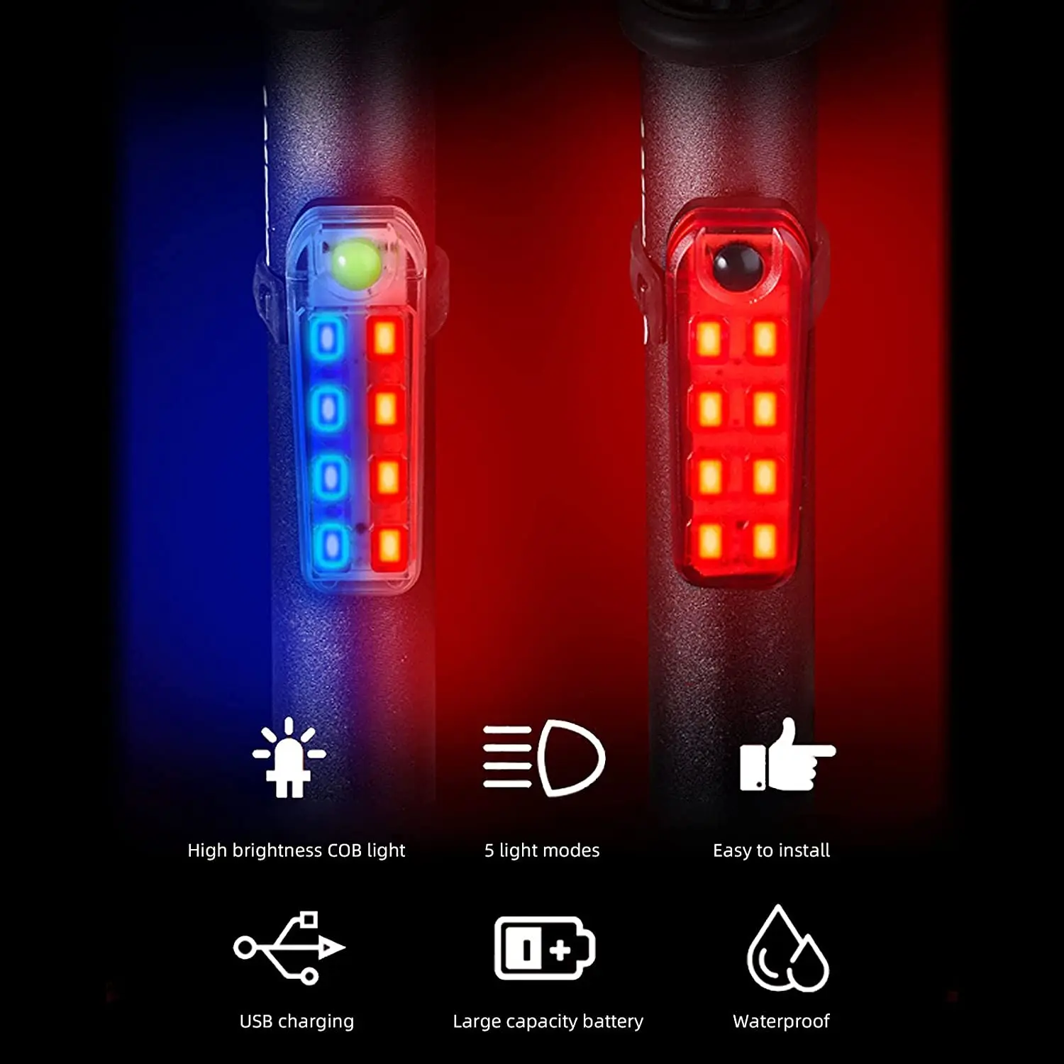 8 LED Bike Rear Light USB Rechargeable IPX4 Waterproof Safety Warning Cycling Lamp MTB Bicycle TailLight Helmet Backpack Light