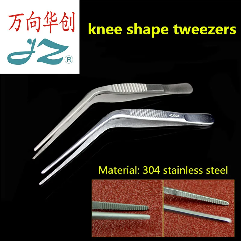 JZ medical Knee type Tweezers 304 stainless steel Ear forceps eliminate  External auditory canal Cerumen Earwax Ent instrument