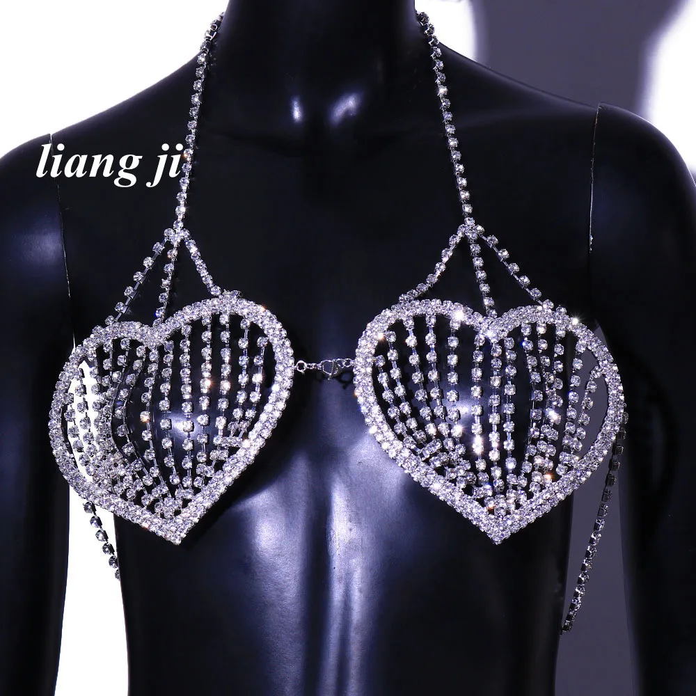 

Sexy Crystal Body Chain Bikini Three Point thong Underwear Chain Body Jewelry Sling Love Form Chest Chain Waist Chain Abdominal