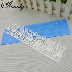 Aomily 26*7cm Snowflake Elk Wedding Cake Silicone Christmas Party Lace Fondant Mold Mousse Sugar Craft Icing Mat Pad Pastry Tool