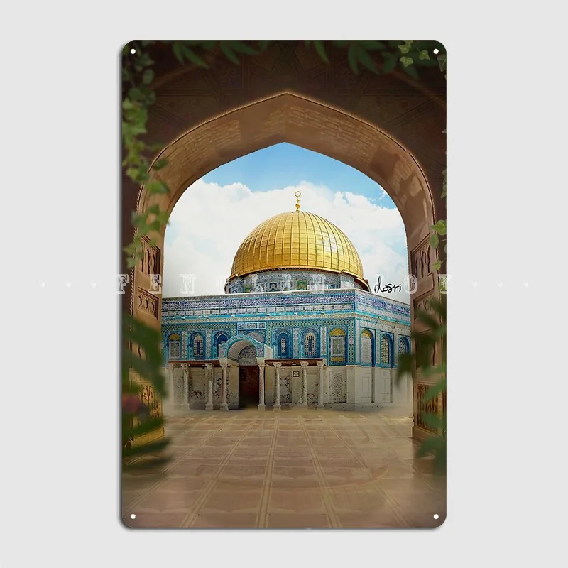 Aqsa Mosque Metal Plaque Poster Cinema Garage Cinema Vintage Garage Decoration Tin Sign Poster