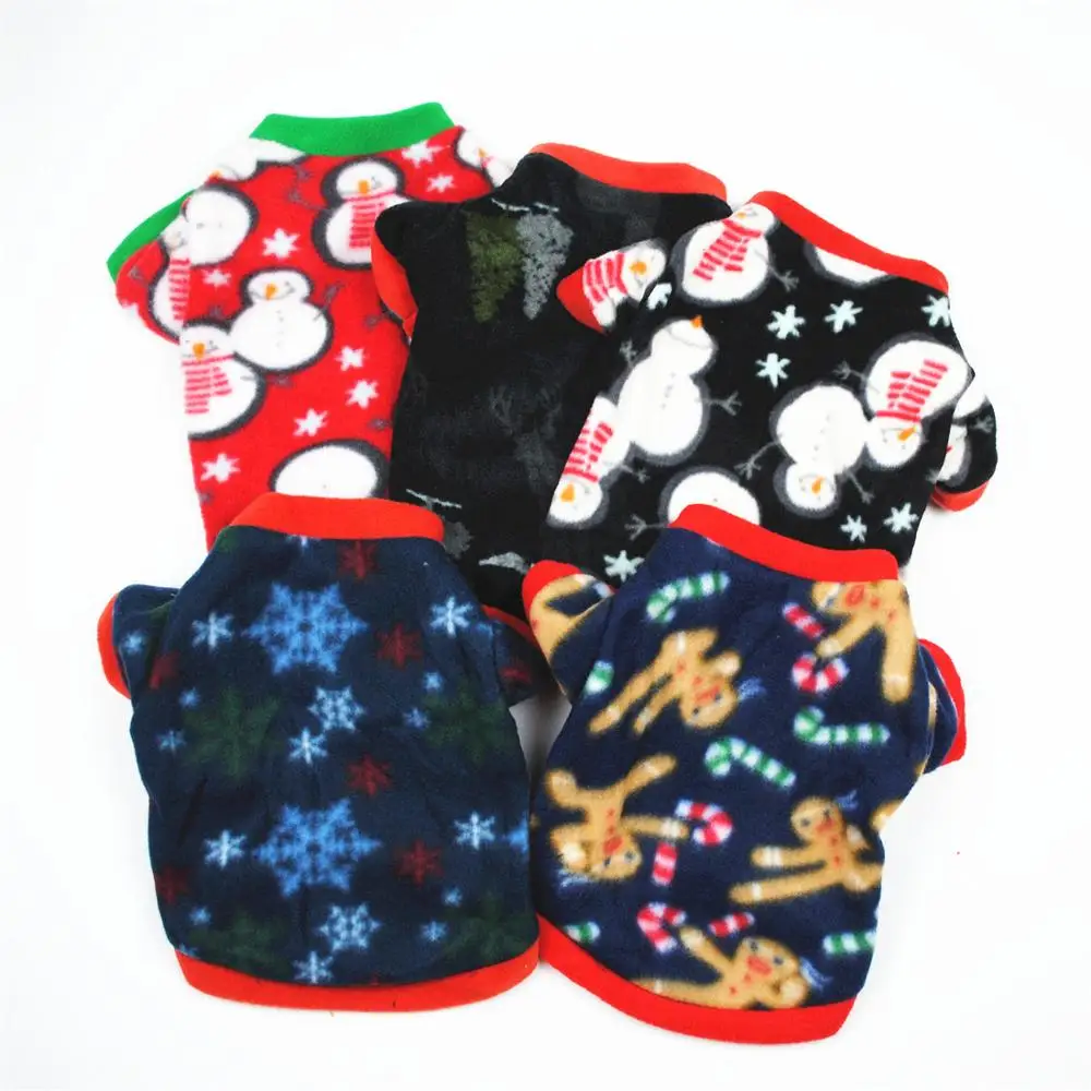 Winter Warm Pet Coat Christmas Dog Clothes For Small Dogs Chihuahua Pug Snowflake Snowman Printed Puppy Cat Clothing Ropa Perro