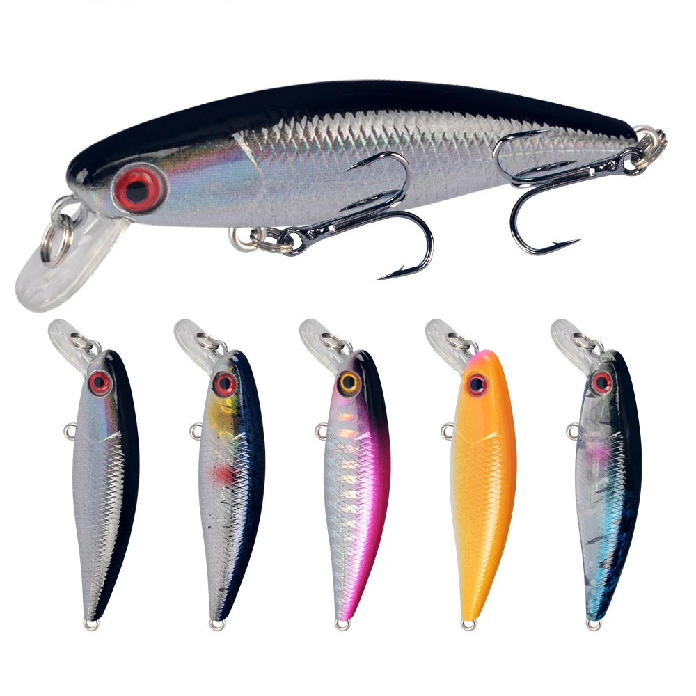 Wobblers de calidad de 1 pieza, señuelo de Pesca de pececillos de arrastre de 6,5 cm y 4,5g, Crankbait duro Artificial para Pesca de Lucio, cebo para carpa