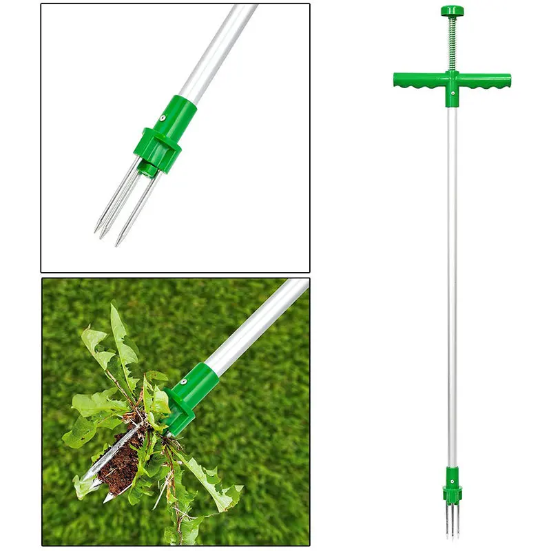 Long Handle Weed Remover Portable Garden Lawn Weeder Root Remover Outdoor Yard Grass Root Puller Aluminum Stand Up Weed Puller