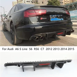 For Audi A6 S Line S6 RS6 C7 2012 2013 2014 2015 Real Carbon Fiber Rear Diffuser Lip Spoiler High Quality Car Bumper Accessories