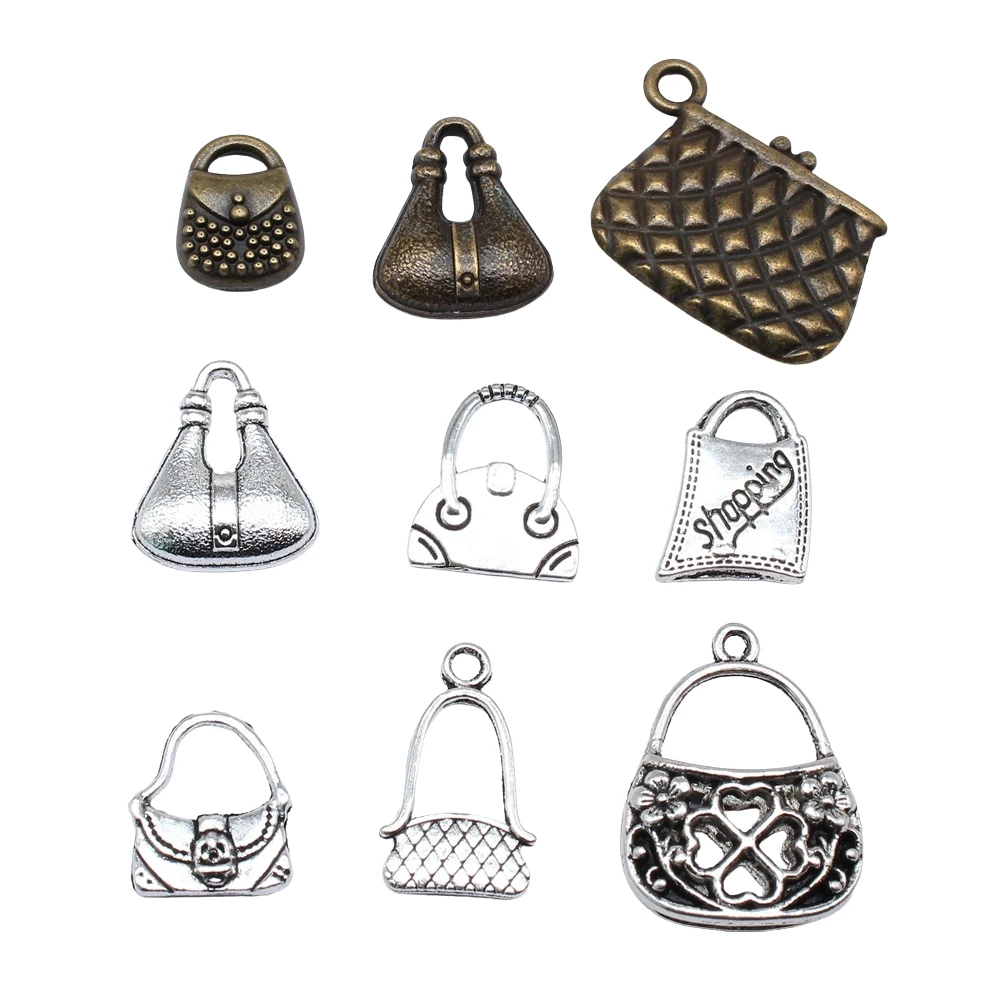 20pcs Zinc Alloy Metal Lucky Women Handbag Charms For Diy Bracelet Making Keychain Making