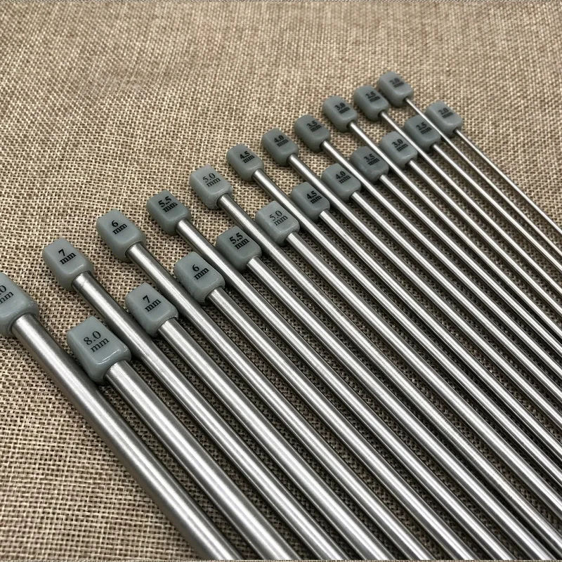 22pcs 35cm Long Knitting Needles Stainless Steel Straight Single Crochet Hooks Knitting Sticks 2.0-8.0mm crochet para tejer