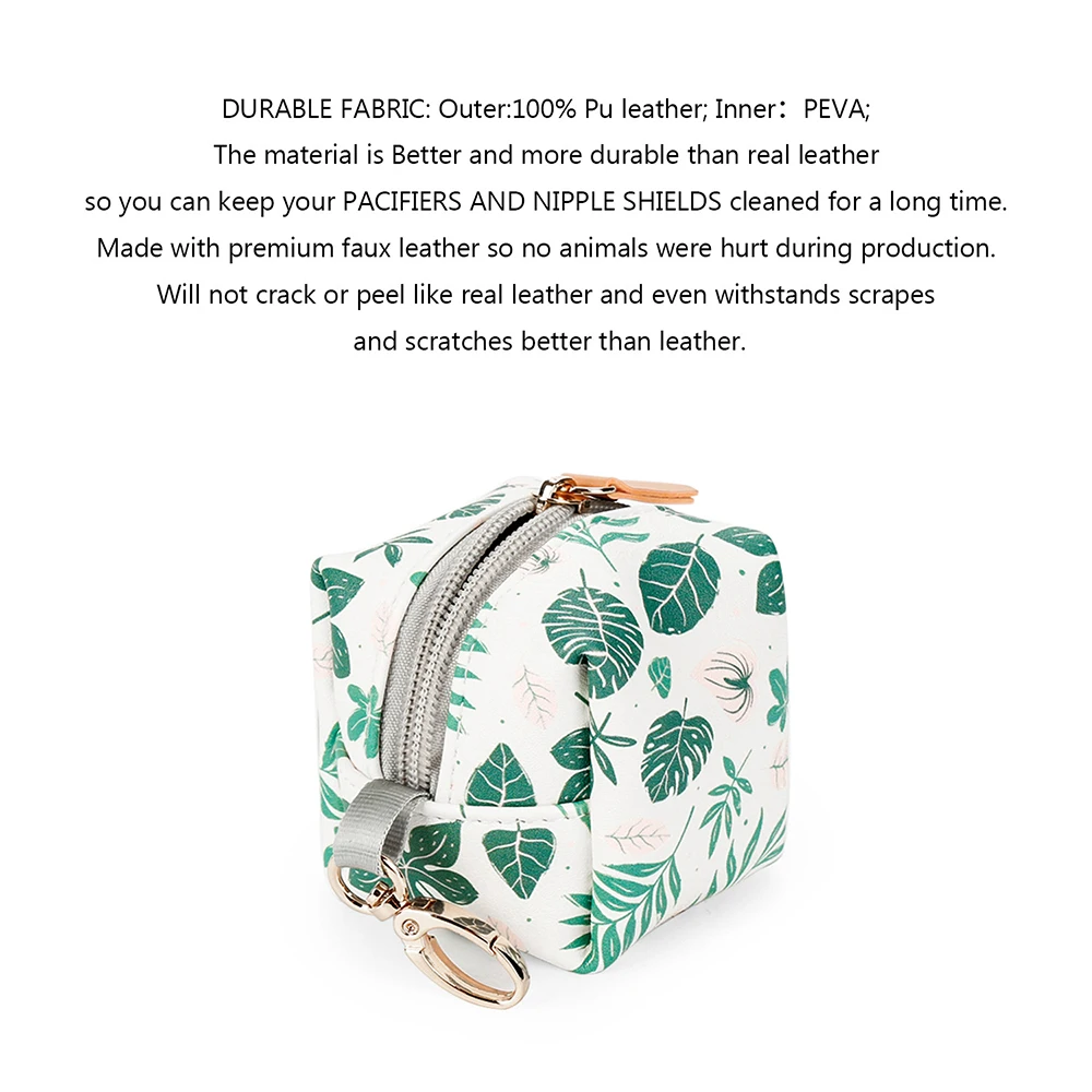 Dummy Bag For Baby, PU Dummy Case Holder, Case With Zip Closure & Strap, Case Pacifier Storage Holder Box Decorate Accessories