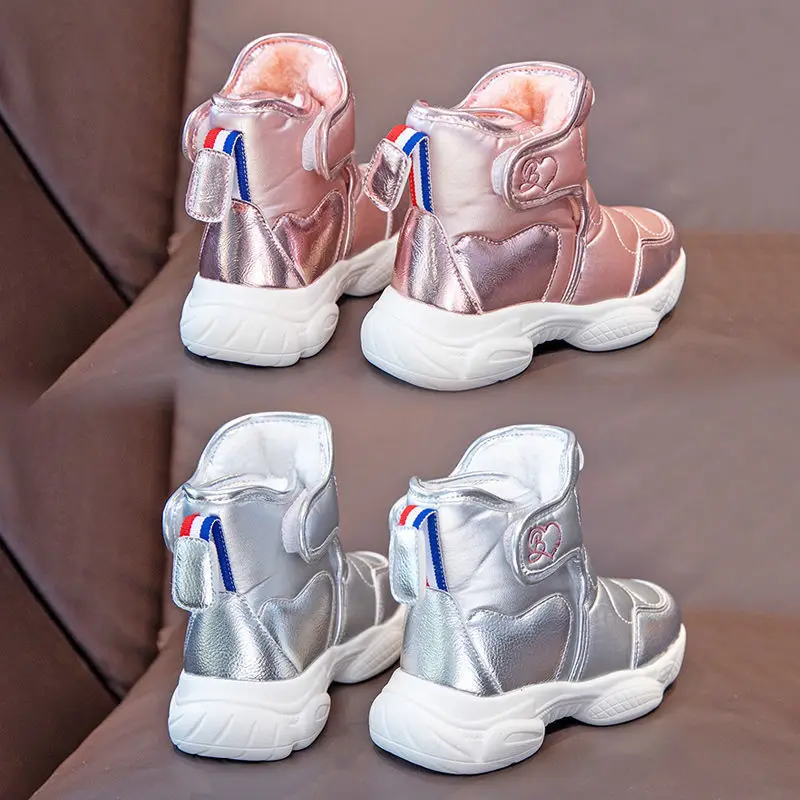 Crianças Botas De Neve Sapatos Infantis Femininos Inverno 2023 Meninos Sapatos De Algodão Menina Adicionar Lã Com Botas De Algodão Grosso Crianças