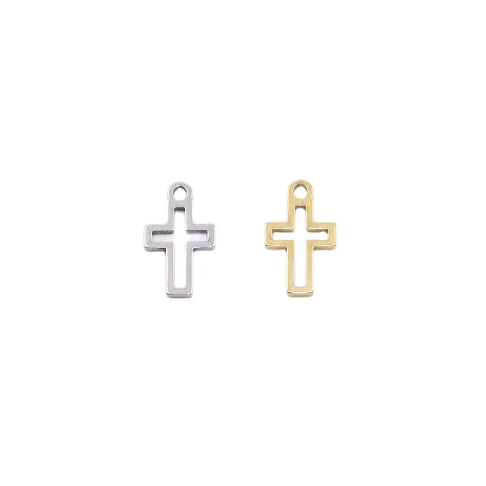 10pcs 18*10mm Wholesale Stainless Steel High Quality Cross Charms Pendant DIY Necklace Earrings Bracelets Unfading 2 Colors