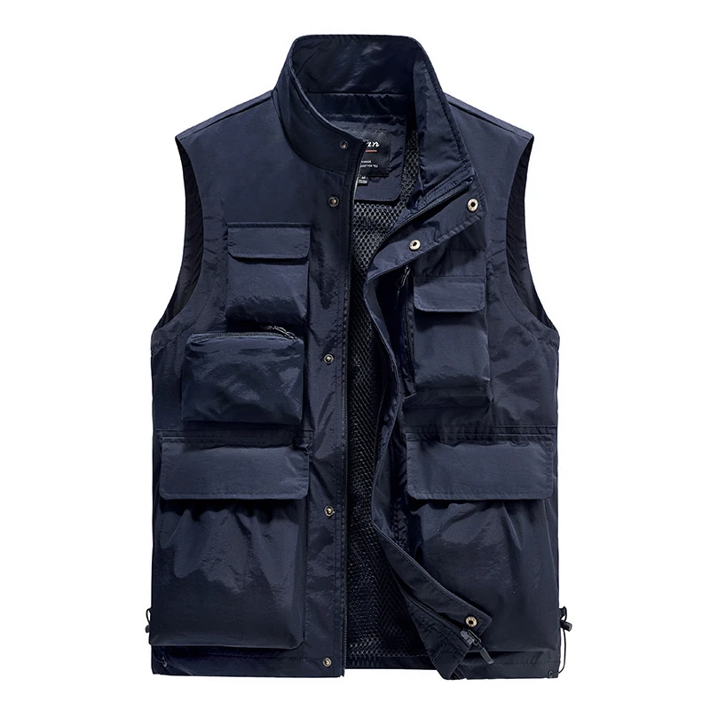 BOLUBAO Men Outdoor Vest Multi-Pocket Solid Color Fishing Director Reporter Work Waistcoat Photography Casual Vest Jacket Male