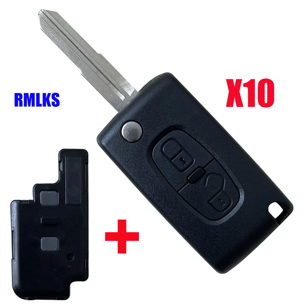 

10X Key Shell Housing Remote Control For Peugeot 4007 et 4008 2 Buttons Flip Key Case 07-02 For Citroen C-Crosser C4 Aircross