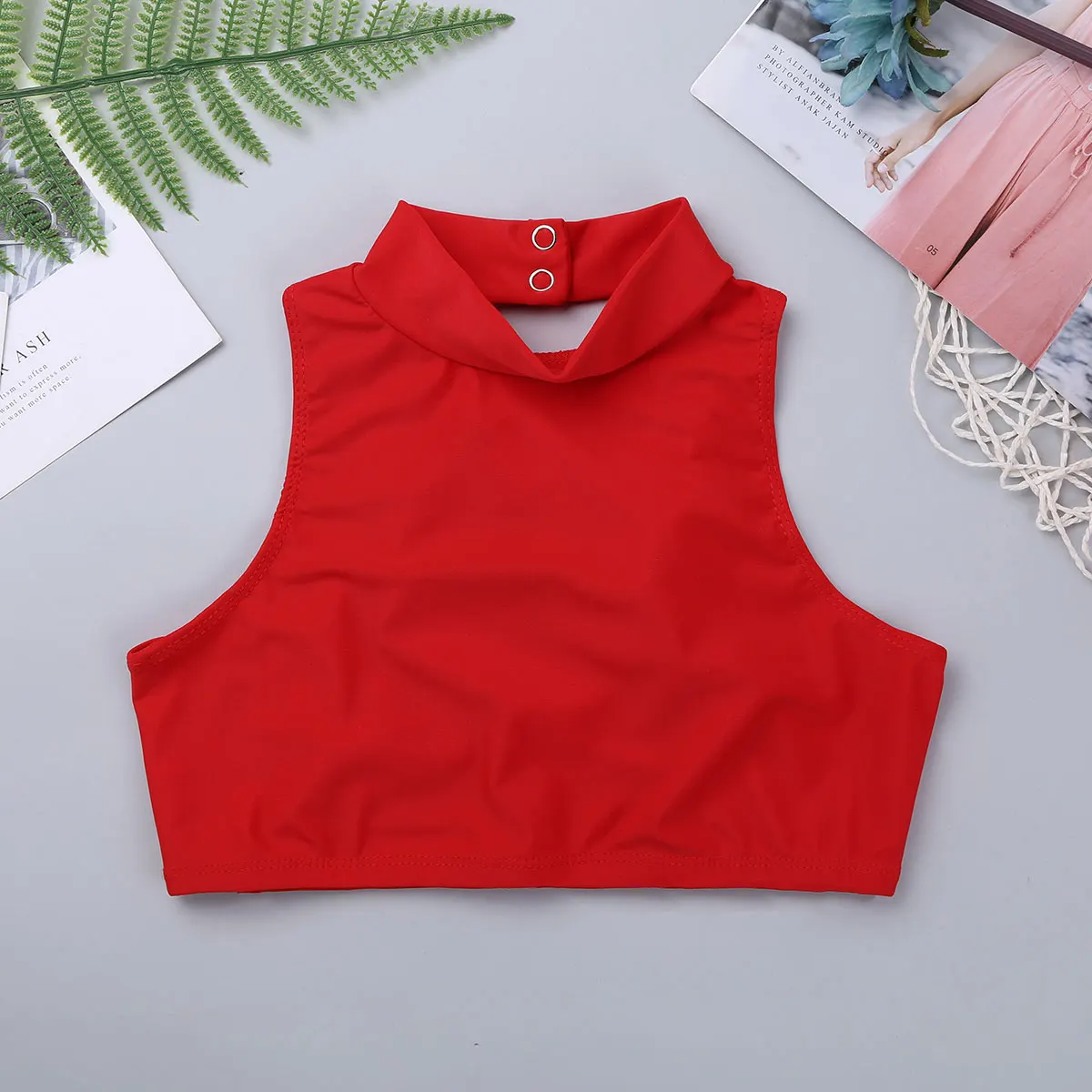 Kinder Mädchen Ballett Tops Sleeveless Mock Neck Criss Cross Zurück Dance Tank Crop Top Für Jazz Tanzen Bühne Leistung Workout