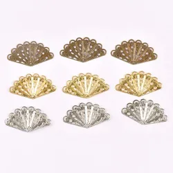20Pcs 3 color Filigree Wraps Flower Connectors Metal Crafts Gift Decoration DIY Findings Jewelry Making 40x23mm YKL0767
