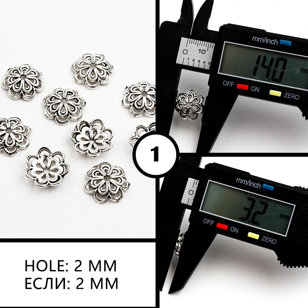 50 stücke Antike Kupfer Splitter Bronze Gold Runde Polygon Hohlen Form Metall Spacer Blume Perlen Kappen Für Schmuck Ketten, Der DIY – Detail 7