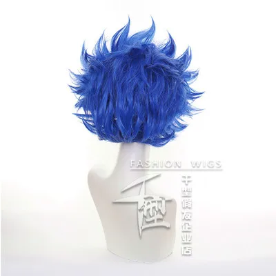 Perruque de Cosplay dessin animé SK8 The Infinity, cheveux courts bleus, bandeau pour les yeux, pour femmes et hommes, avec bonnet de perruque